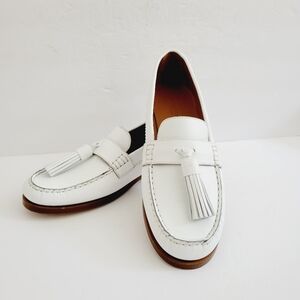 NEW LAFAYETTE 148 NEW YORK White Frieda Toe Slip On Leather Loafers Size 8